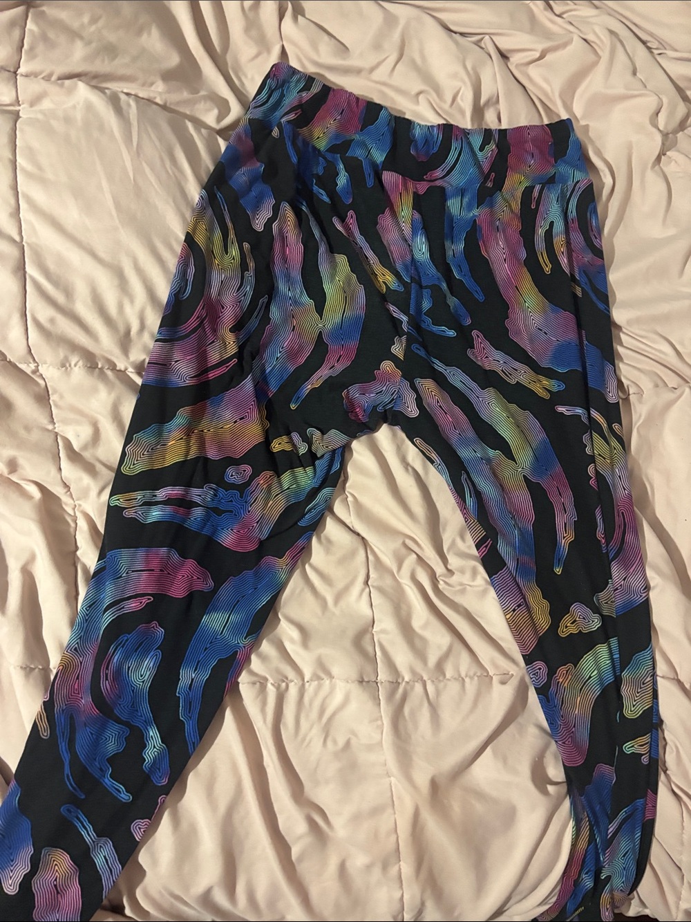 No Boundaries Black Leggings with Multicolor Abstract Print
